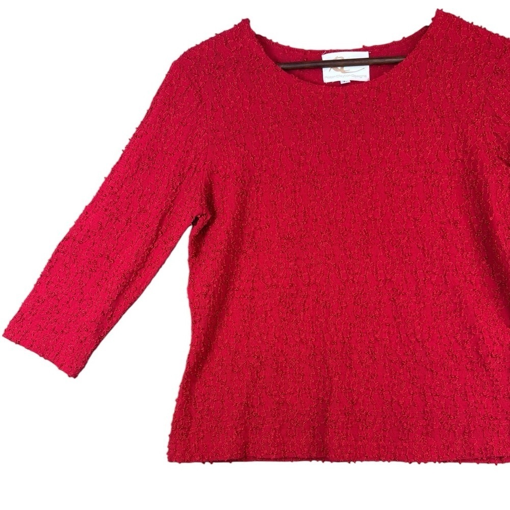 Vintage Robin Clayton Designs Festive Holiday Embroidered Red Shirt Woman’s L - Picture 3 of 14